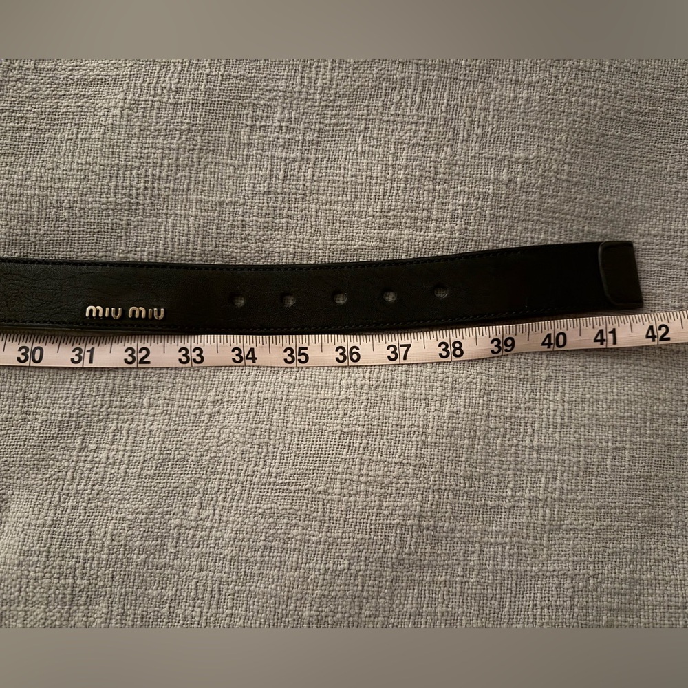 Miu Miu Black Leather Belt with Silver Buckle - Picture 13 of 13